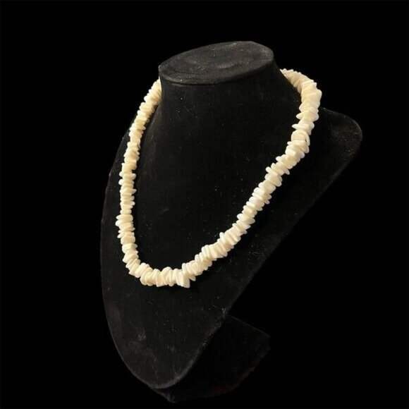 Vintage 1980s Puka Shell Beaded Necklace Silver Tone Clasp Beach Surfer 18" - Picture 6 of 6